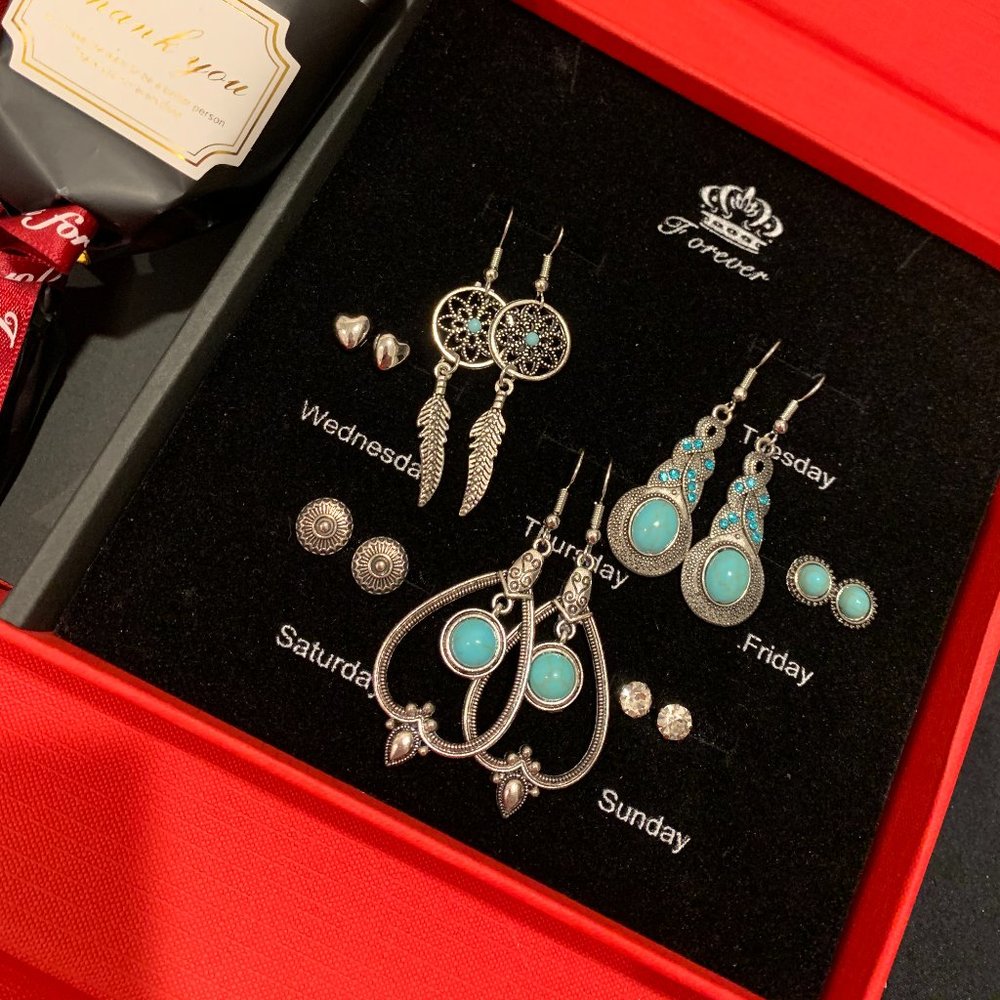 7 Days of the Week Earrings Set Weekly Jewelry Gift